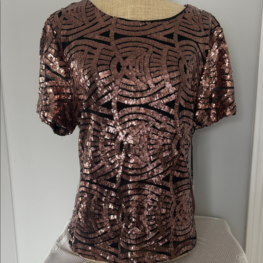 Glamorous Sequin Blouse - Copper